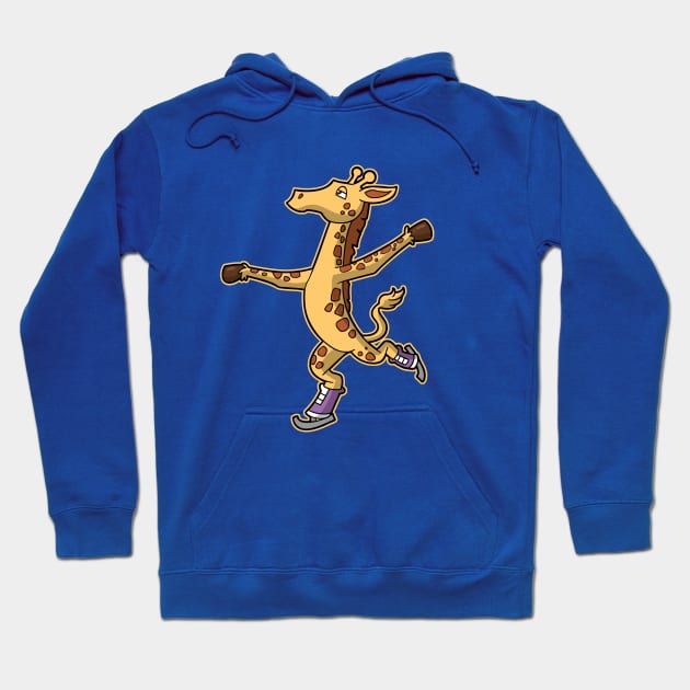 Figure Skater Giraffe Ice Skating Skate Winter Sports Hoodie by E